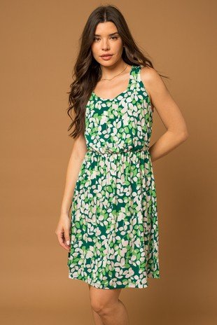 HUNTER GRN SLEEVELESS CROSS BACK DRESS from Raggdoll Boutique, perfect for summer outfits in Texas.