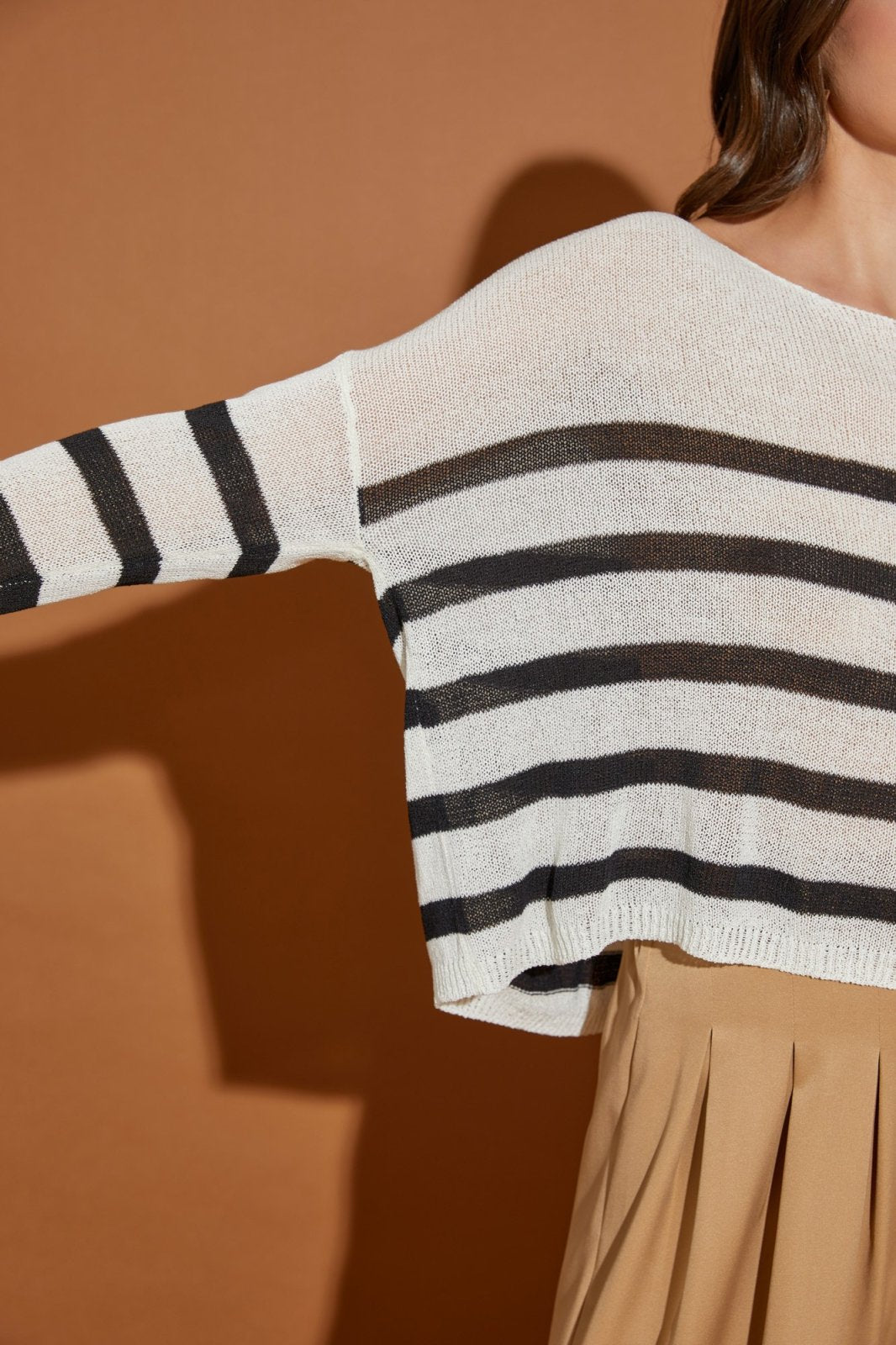 STRIPED KNITTED PULLOVER from Raggdoll Boutique in trendy coastal style for summer outfits Texas.