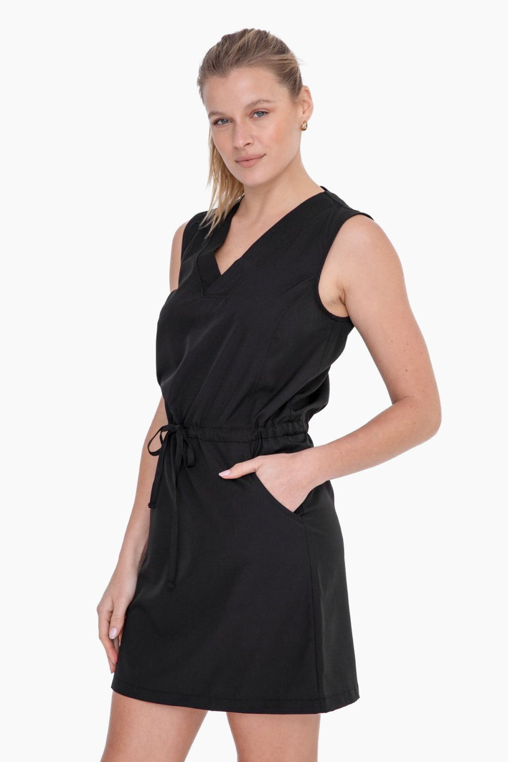 BLACK ATHLETIC DRESS-YES! from Raggdoll Boutique, trendy coastal style with pockets for summer outfits.