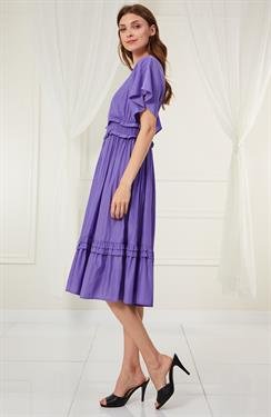 SIMPLE ROMANCE PURPLE DRESS from Raggdoll Boutique, showcasing a solid frilled design with butterfly sleeves.