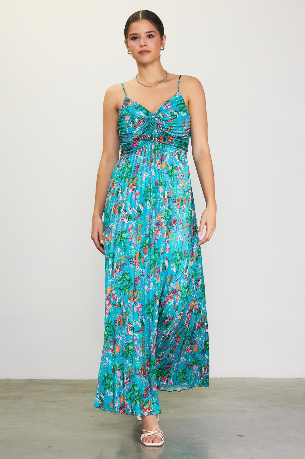 TROPICAL TEAL PLEATS DRESS from Raggdoll Boutique, perfect for summer outfits Texas and trendy coastal style.
