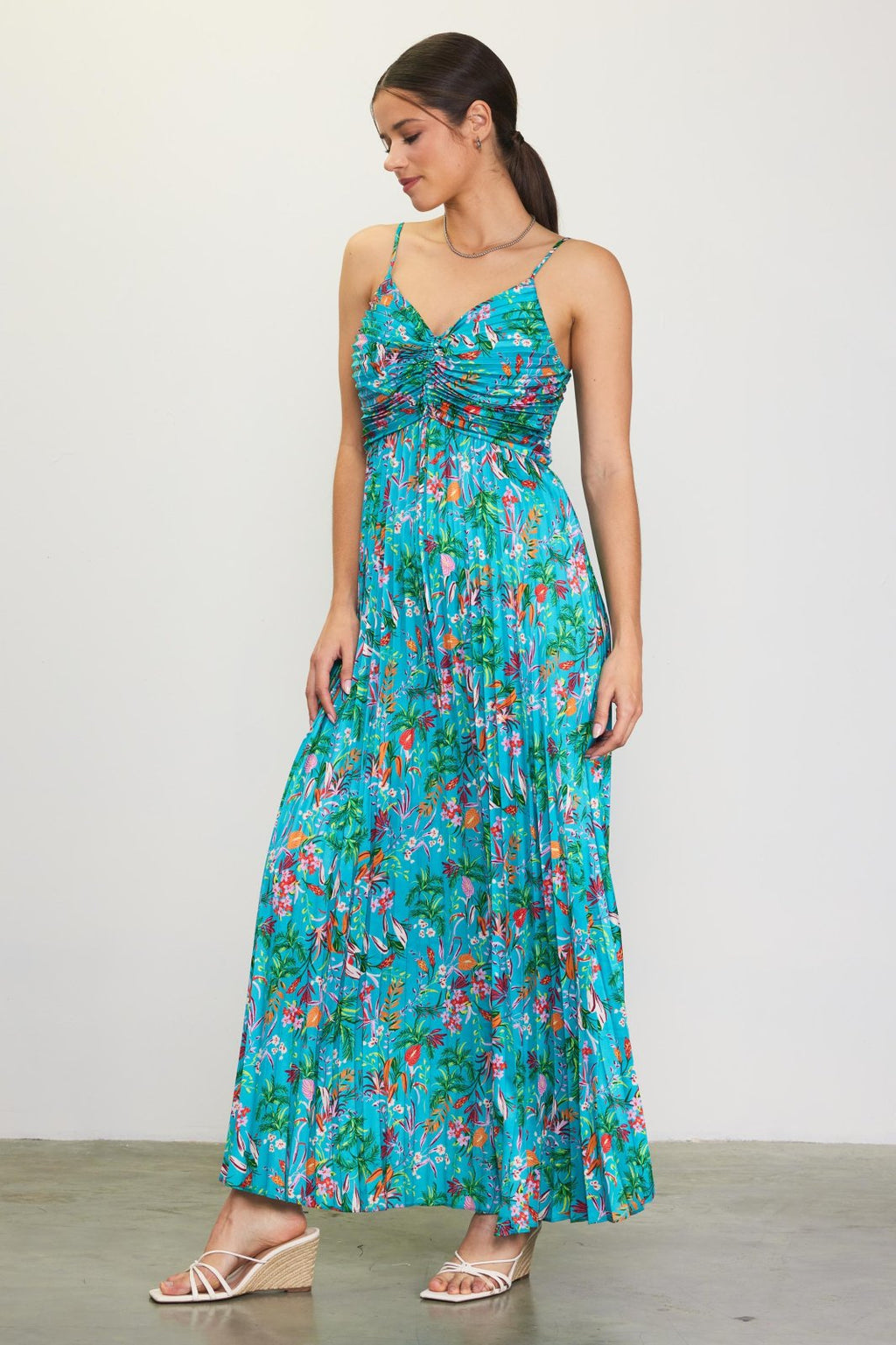 TROPICAL TEAL PLEATS DRESS from Raggdoll Boutique, perfect for summer outfits Texas and trendy coastal style.