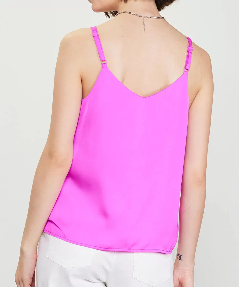 Rose Violet Satin Top in vibrant pink, featured at Raggdoll Boutique, perfect for women’s clothing Port Aransas.