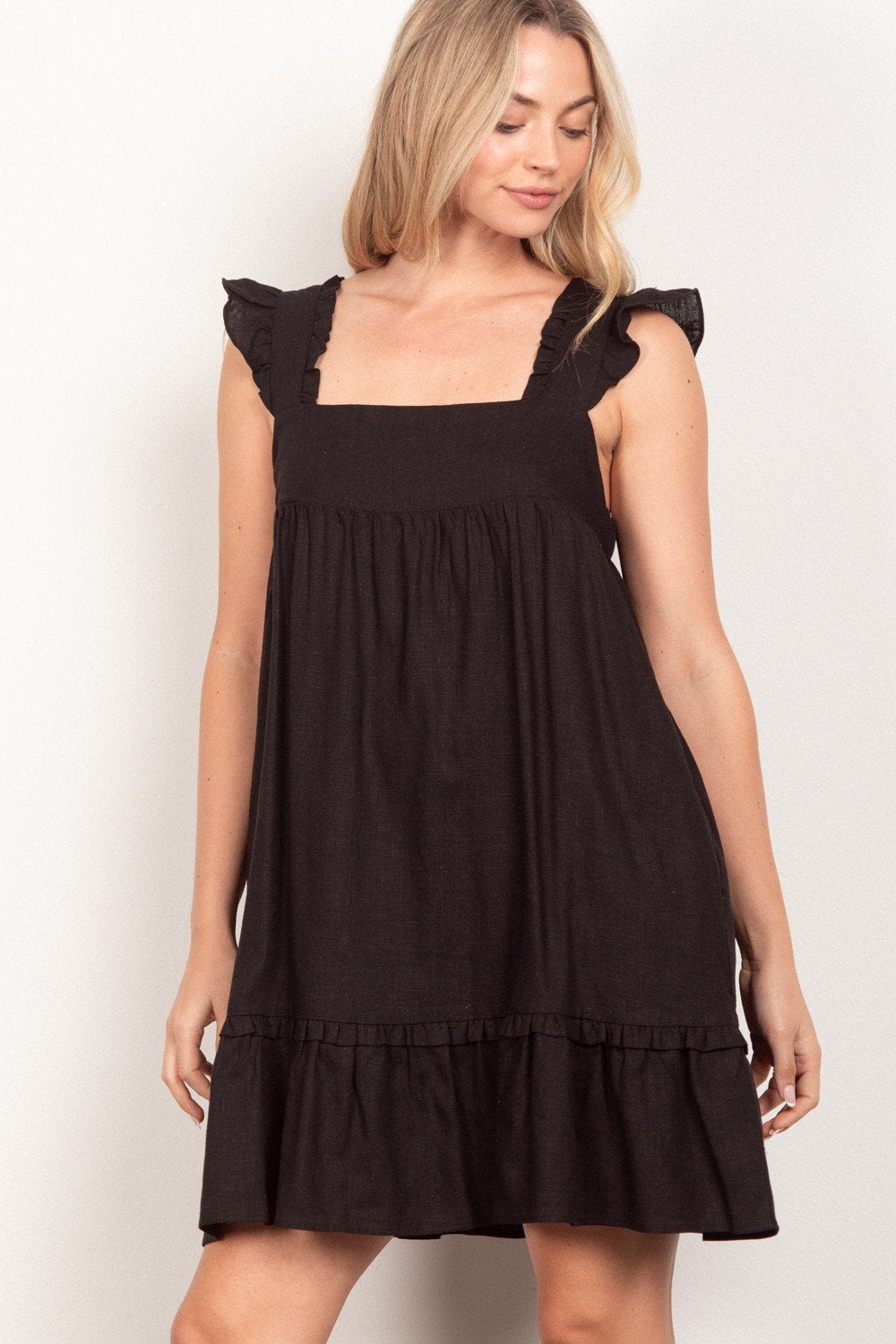 Maddie Dress in Black from Raggdoll Boutique, a trendy coastal style dress perfect for summer outfits Texas.