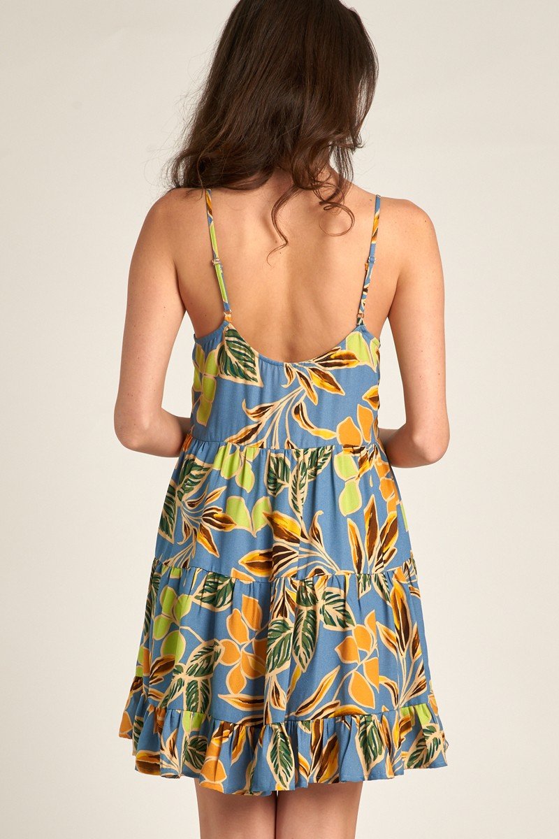 Tropical Getaway Dress back view, perfect for summer outfits at Raggdoll Boutique in Port Aransas.