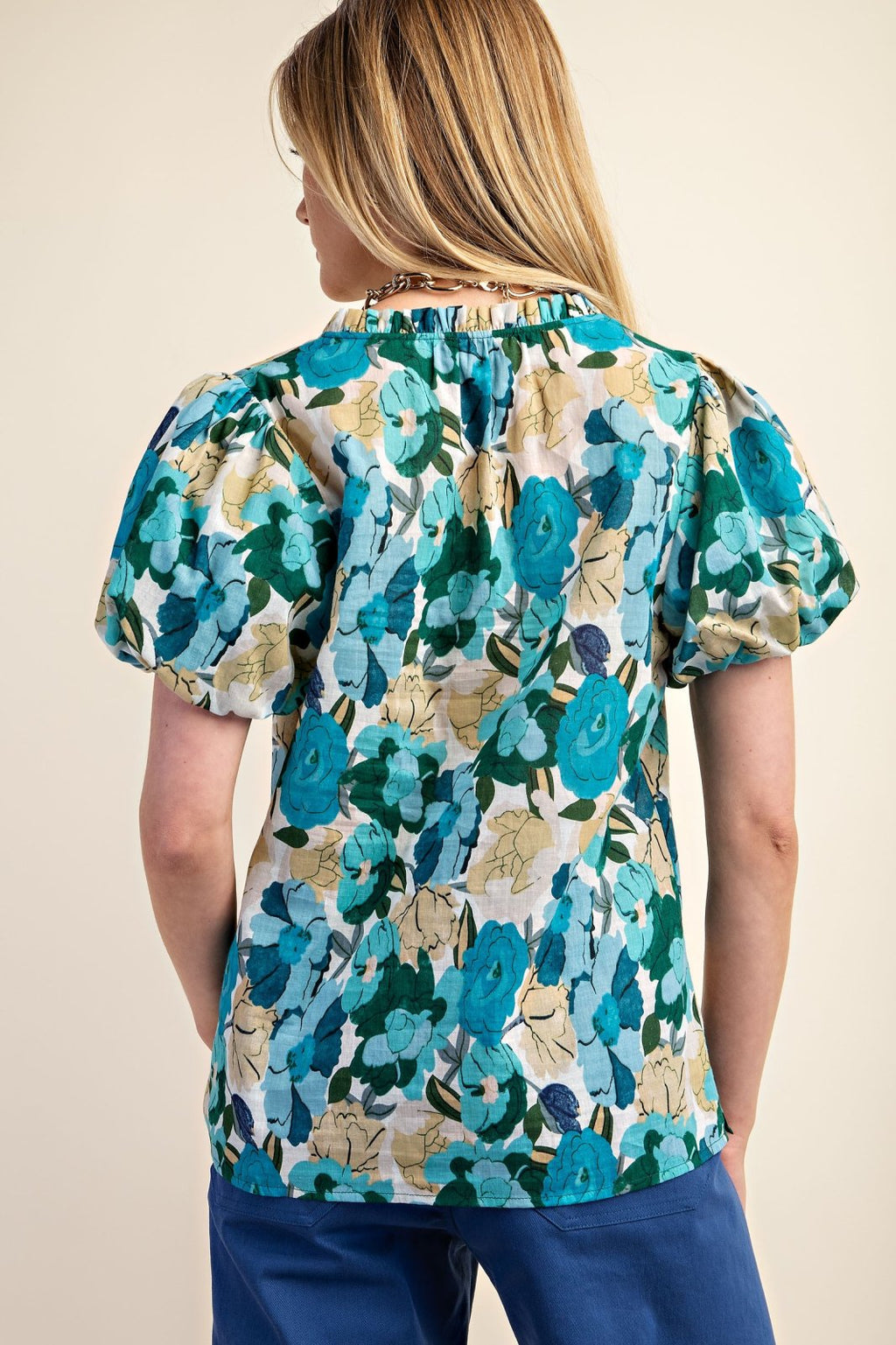 Vicky Plus Floral Top, 100% cotton, perfect for coastal boutique clothing and tropical vacation dresses.