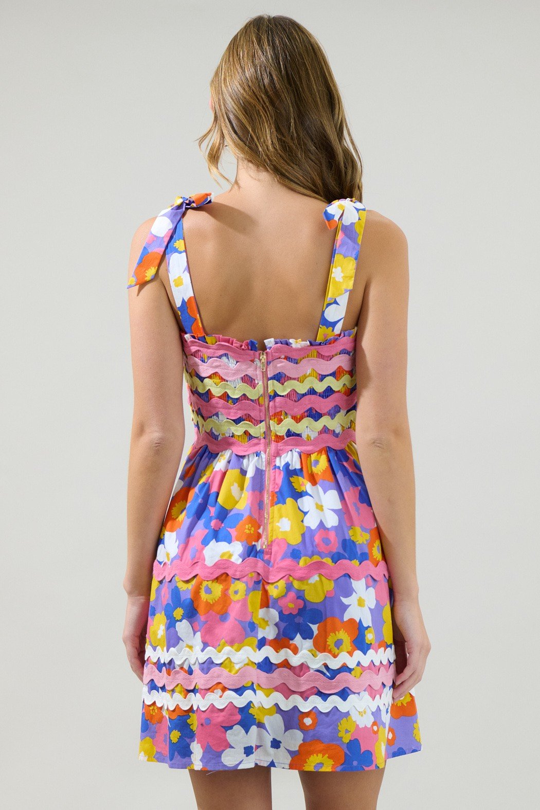 Happy Days Dress from Raggdoll Boutique featuring floral design and self-tie straps, perfect for summer outfits Texas.