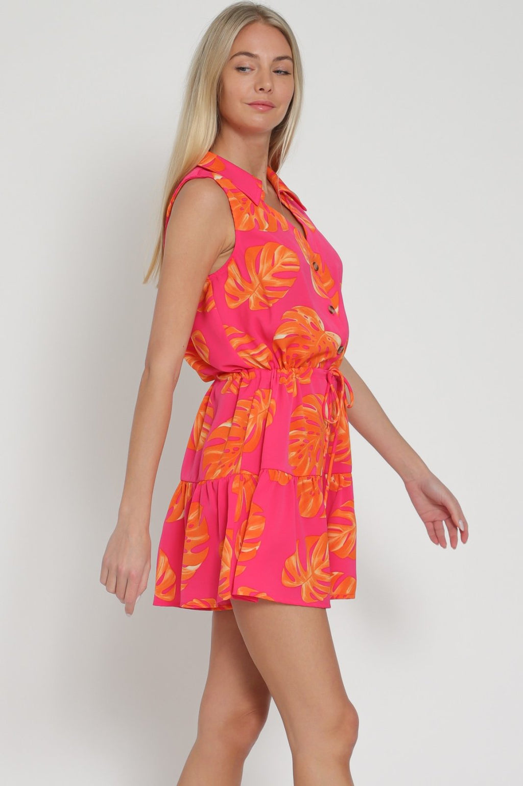 TROPICAL PUNCH FUCHSIA/MULTI ROMPER by Raggdoll Boutique, trendy coastal style for summer in Port Aransas.