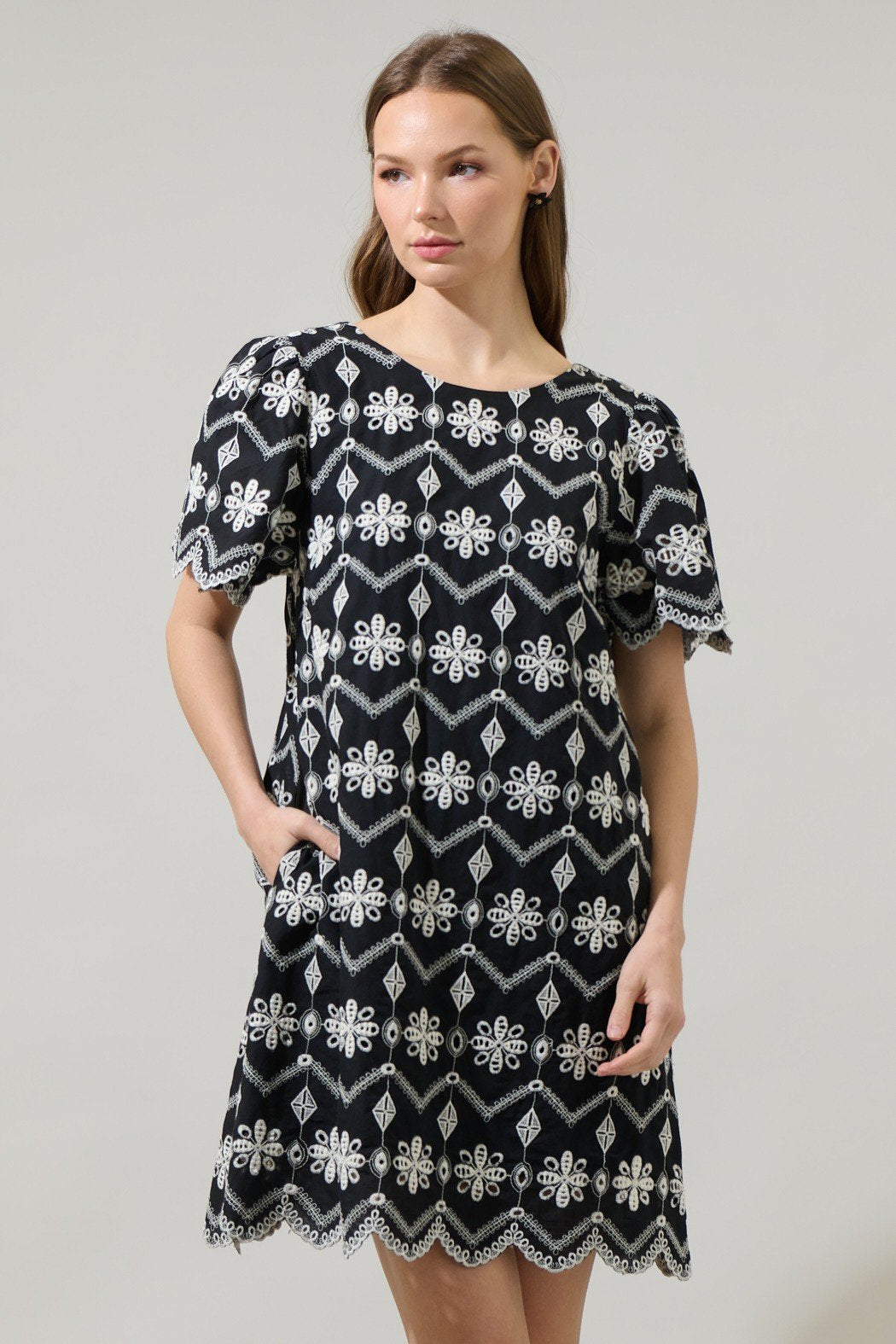 Libby Dress featuring vibrant floral embroidery, perfect for summer outfits Texas at Raggdoll Boutique.
