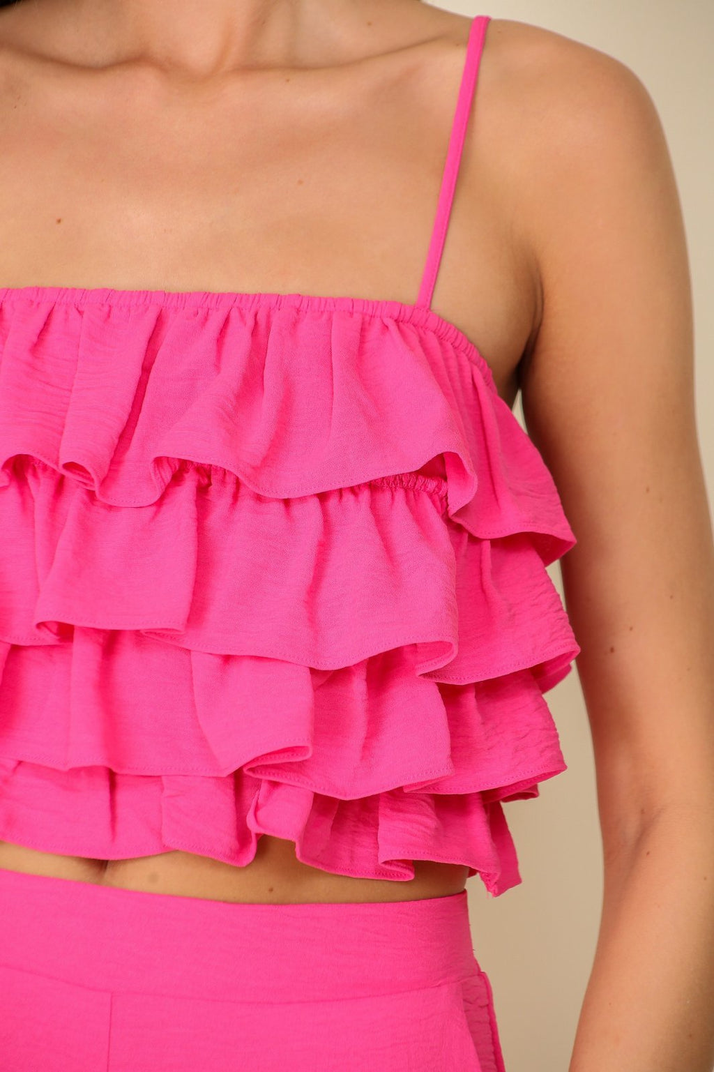 Bridgette 2Piece Set sleeveless crop top with ruffle-tiered details from Raggdoll Boutique.