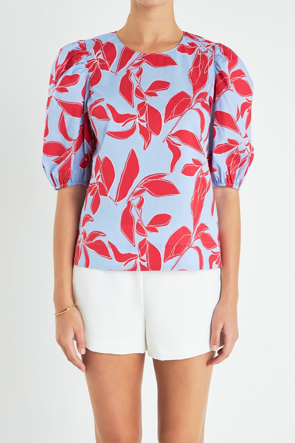 Blue, Red Puff Sleeve top from Raggdoll Boutique, perfect for summer outfits Texas and vacation wardrobe boutique.