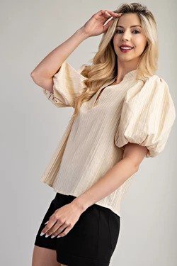 Hope Top in Cream photo showcasing trendy coastal style from Raggdoll Boutique, perfect for summer outfits Texas.