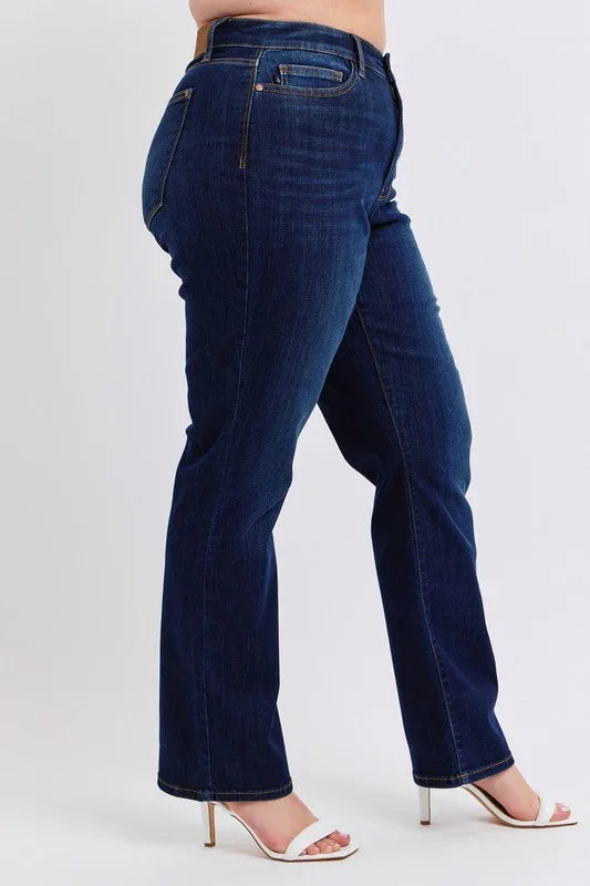 JUDY BLUE high waisted straight denim jeans, curvy plus size fashion from Port Aransas boutique, perfect for any stylish occasion.