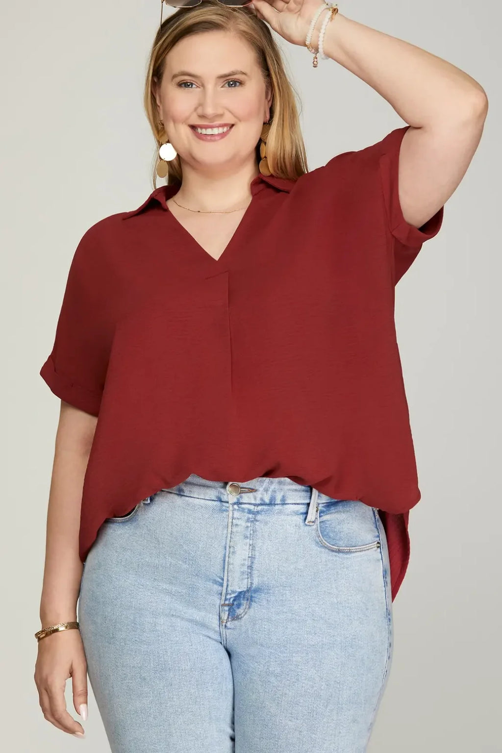 Plus Rust Top featuring relaxed fit, drop shoulder silhouette from Raggdoll Boutique, perfect for coastal fashion.