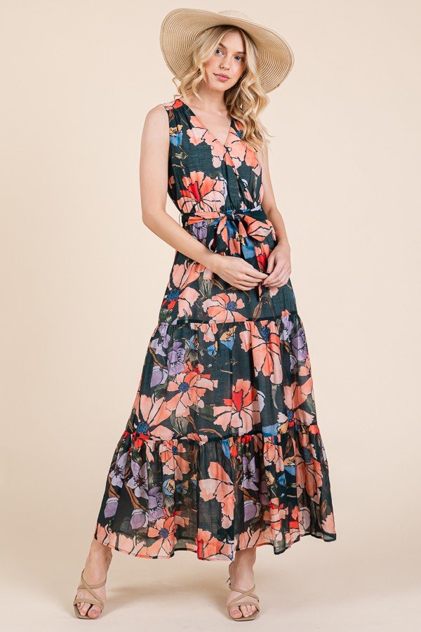 Colleen Dress: Floral maxi dress for spring/summer from a Port Aransas boutique, perfect for beach days and vacations.
