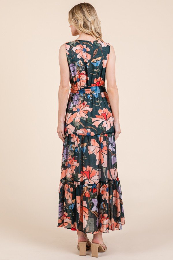 Back view of Colleen floral maxi dress, perfect for coastal boutique clothing and stylish summer outings.