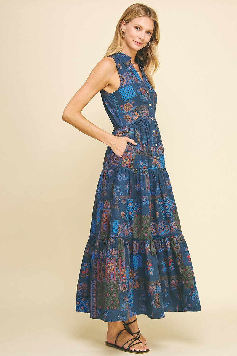 Charming sleeveless knit Edith dress with pockets, perfect for coastal boutique clothing and tropical vacations.