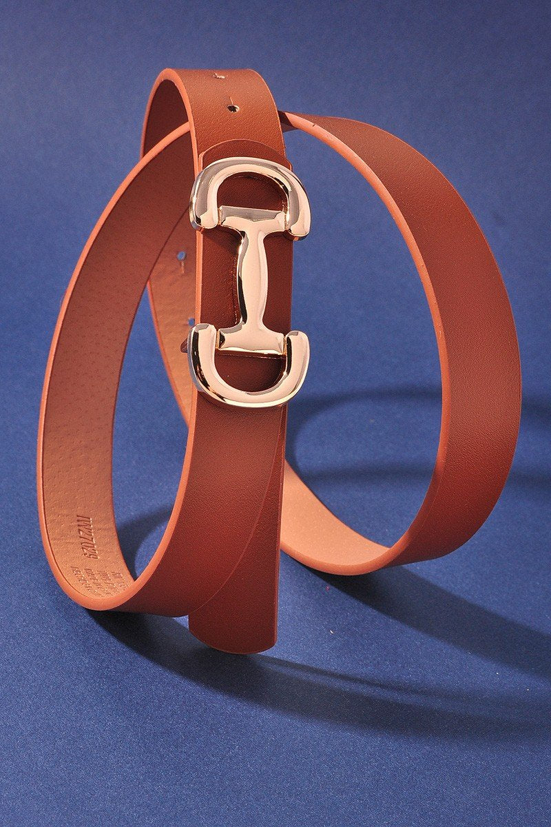 Modern Horse Bit Buckle Belt (Cognac))