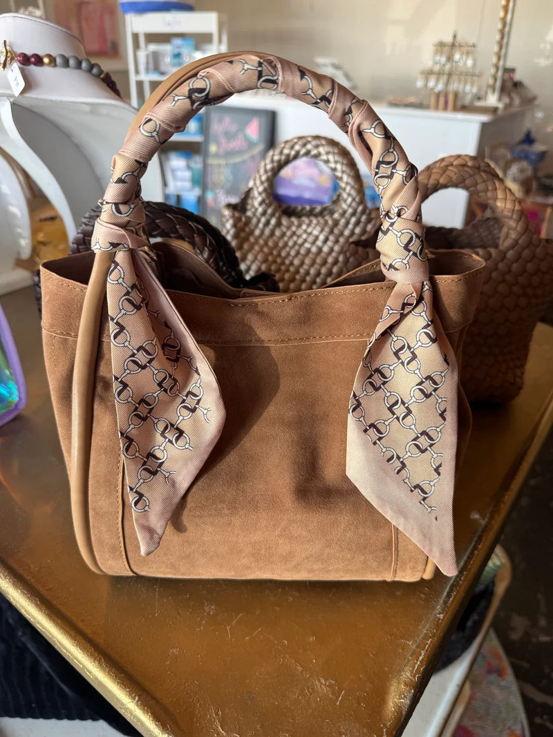 Gianna Suede Bag- Tan