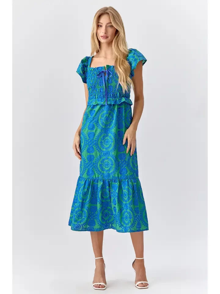 My New Favorite Dress in blue and green pattern from Raggdoll Boutique, perfect for summer outfits Texas.
