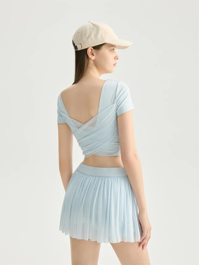 Leah Mesh Skirt-Soft Blue