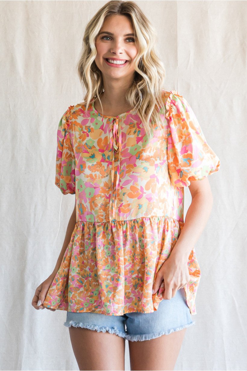 PINK, YELLOW AND TURQUOISE TOP from Raggdoll Boutique, perfect for trendy coastal style and summer outfits in Texas.