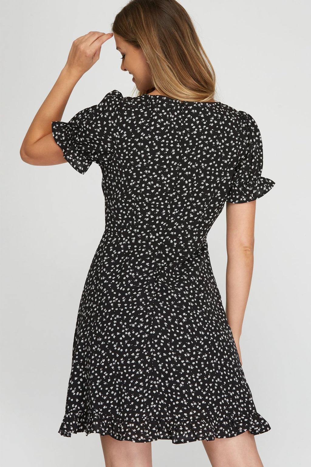 Back view of FLOWER HAPPY DRESS from Raggdoll Boutique, perfect for coastal fashion and summer outfits Texas.