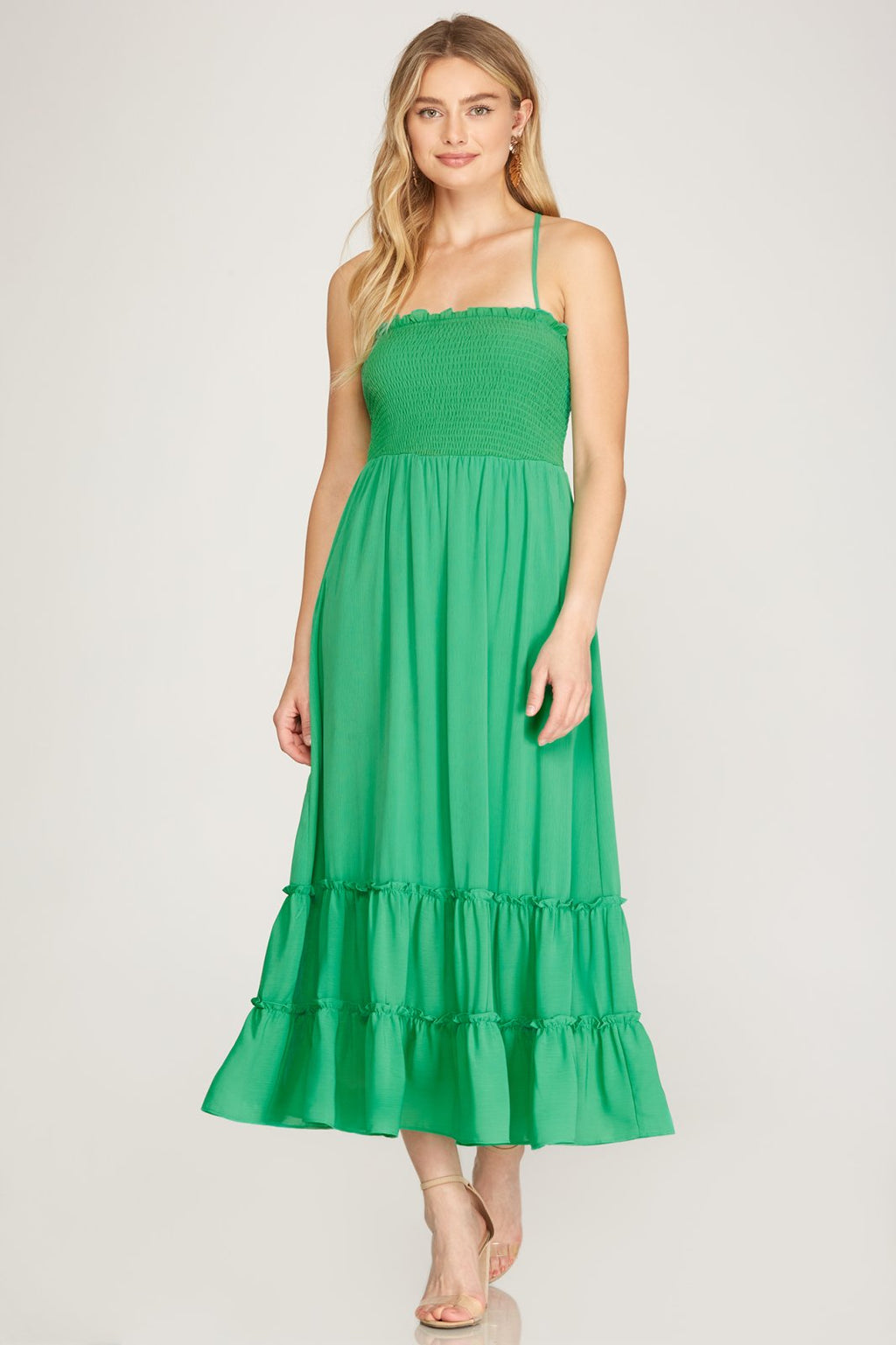 TIME TO CELEBRATE DRESS - trendy green boutique dress from Raggdoll Boutique, perfect for summer outfits Texas.