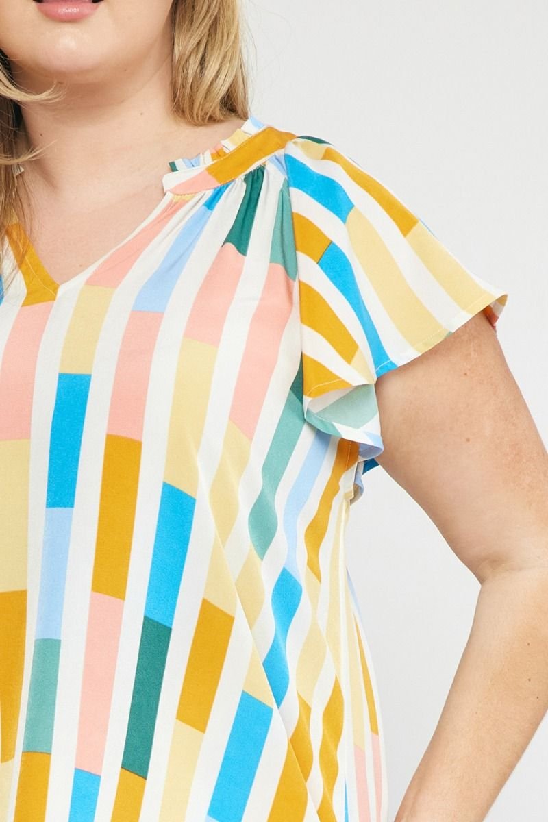 PLUS STRIPED TOP featuring colorful stripes, perfect for summer outfits Texas from Raggdoll Boutique.