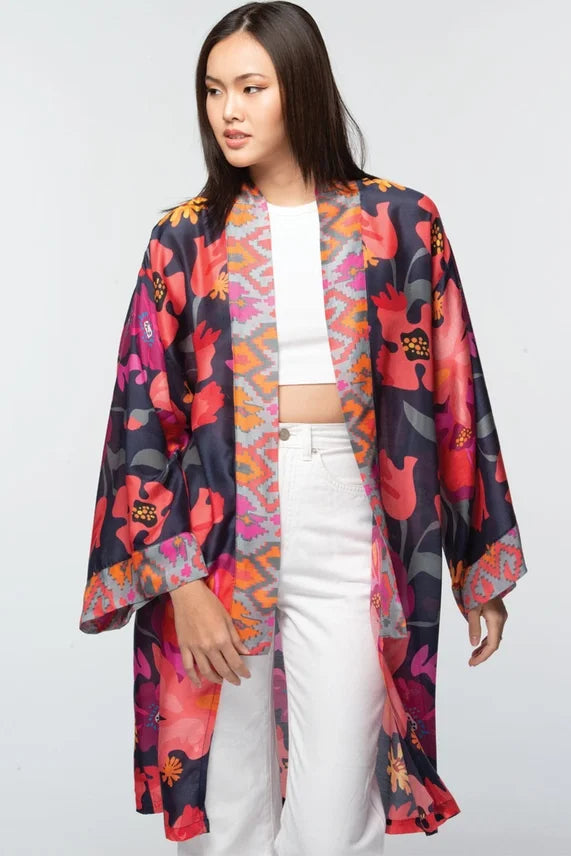 Malini Cupro Kimonos-Navy