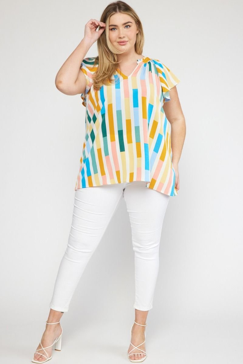 PLUS STRIPED TOP by Raggdoll Boutique in trendy coastal style, perfect for summer outfits Texas and vacation wardrobe.
