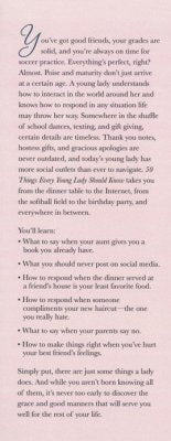 Learn essential skills and good manners for young women with tips from "50 Things Every Young Lady Should Know" by Kay West.