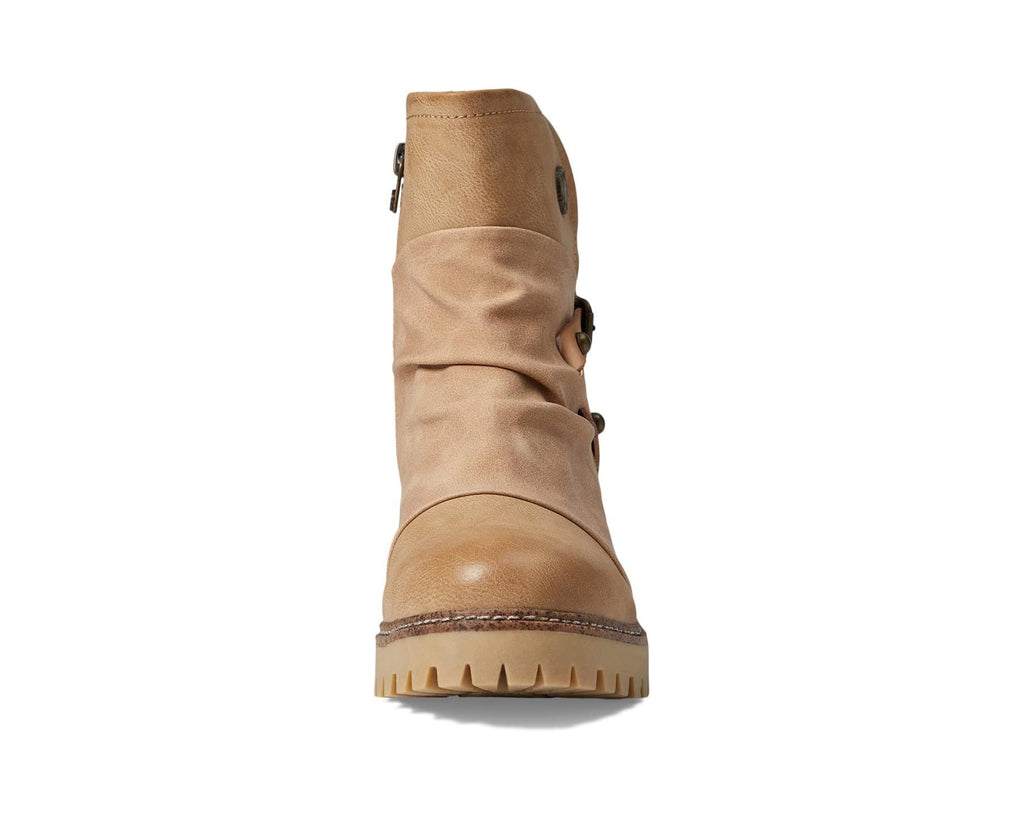 Blowfish Motto Boots featuring a stylish synthetic upper and unique buckle detail, perfect for summer outfits Texas.