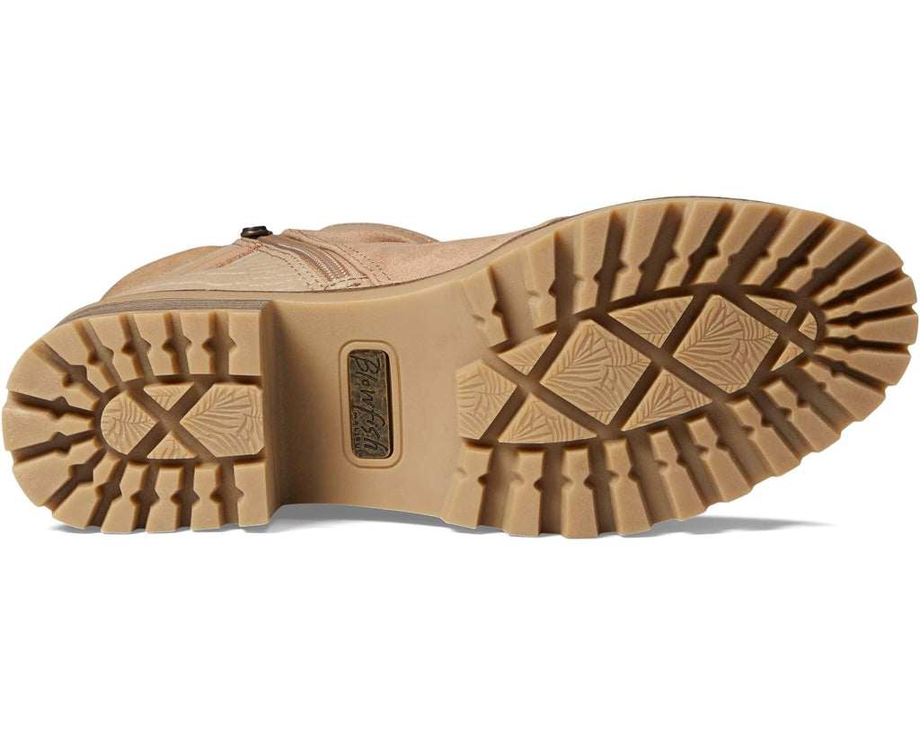 Blowfish Motto Boots sole view showcasing stylish design, perfect for trendy coastal style from Raggdoll Boutique.