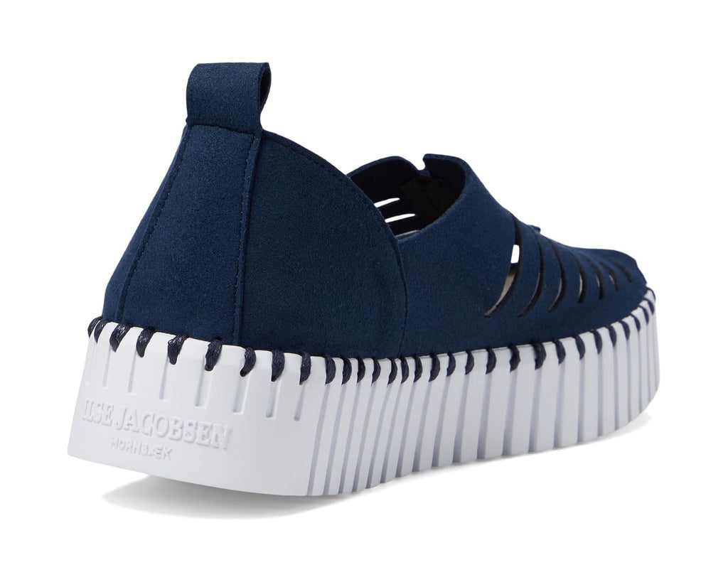 DARK INDIGO TULIP OPEN-TOE WEDGE by ILSE JACOBSEN 9376 showcasing trendy coastal style from Raggdoll Boutique.