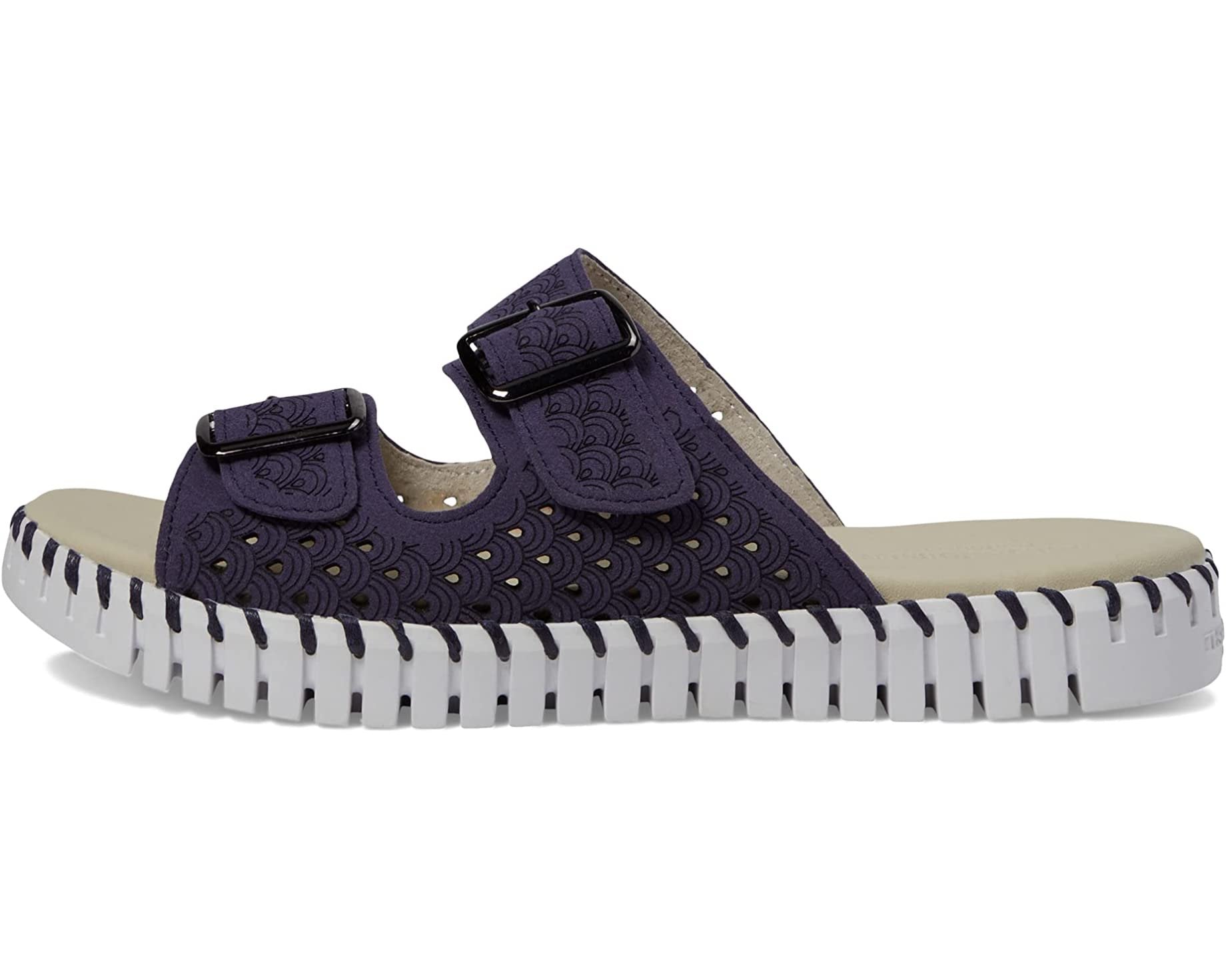 NAVY TULIP SANDALS DOUBLE STRAP W/BUCKLES by ILSE JACOBSEN, trendy coastal style from Raggdoll Boutique.