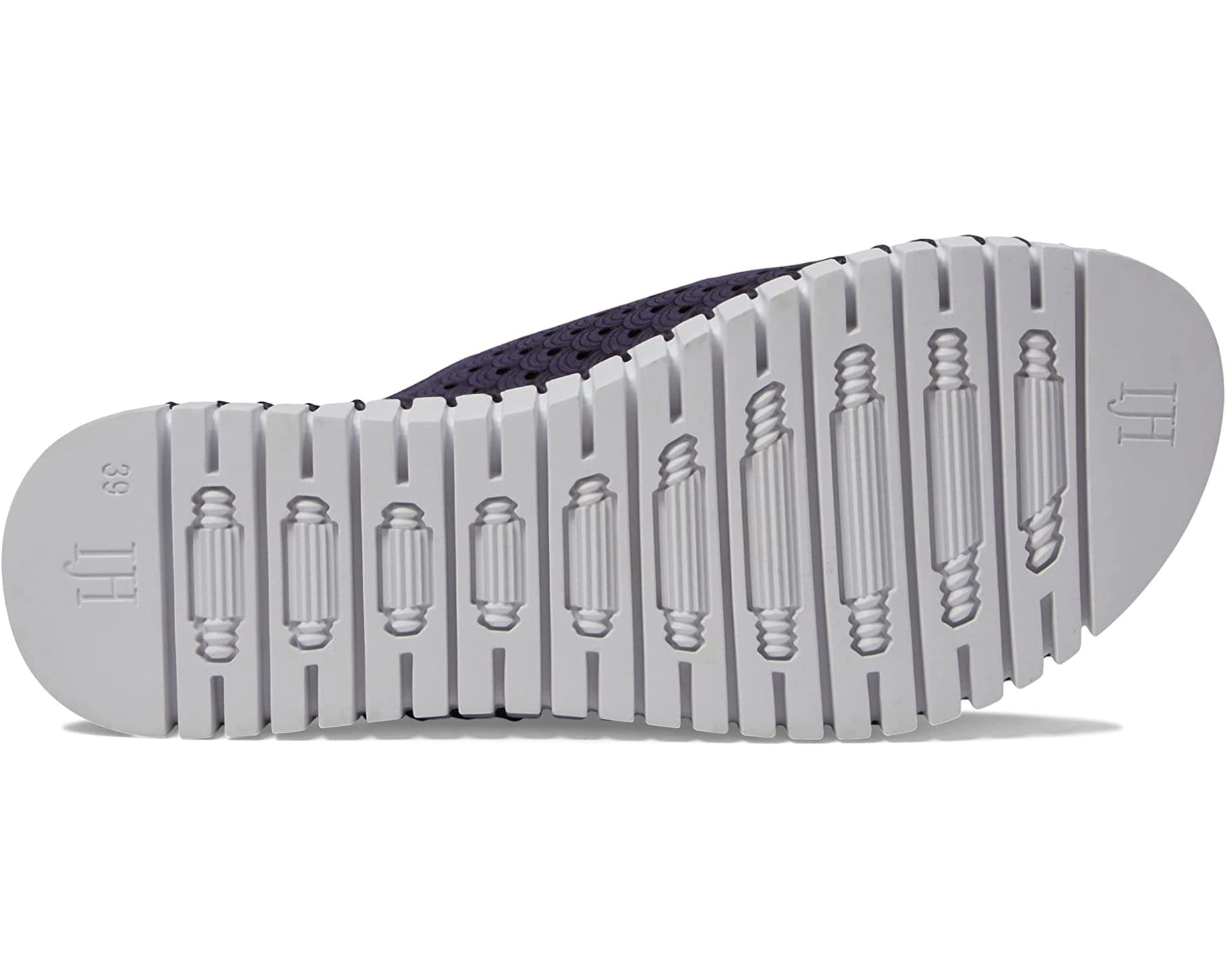 Navy Tulip Sandals Double Strap W/Buckles by Ilse Jacobsen sole design showcasing flexible natural rubber outsole.