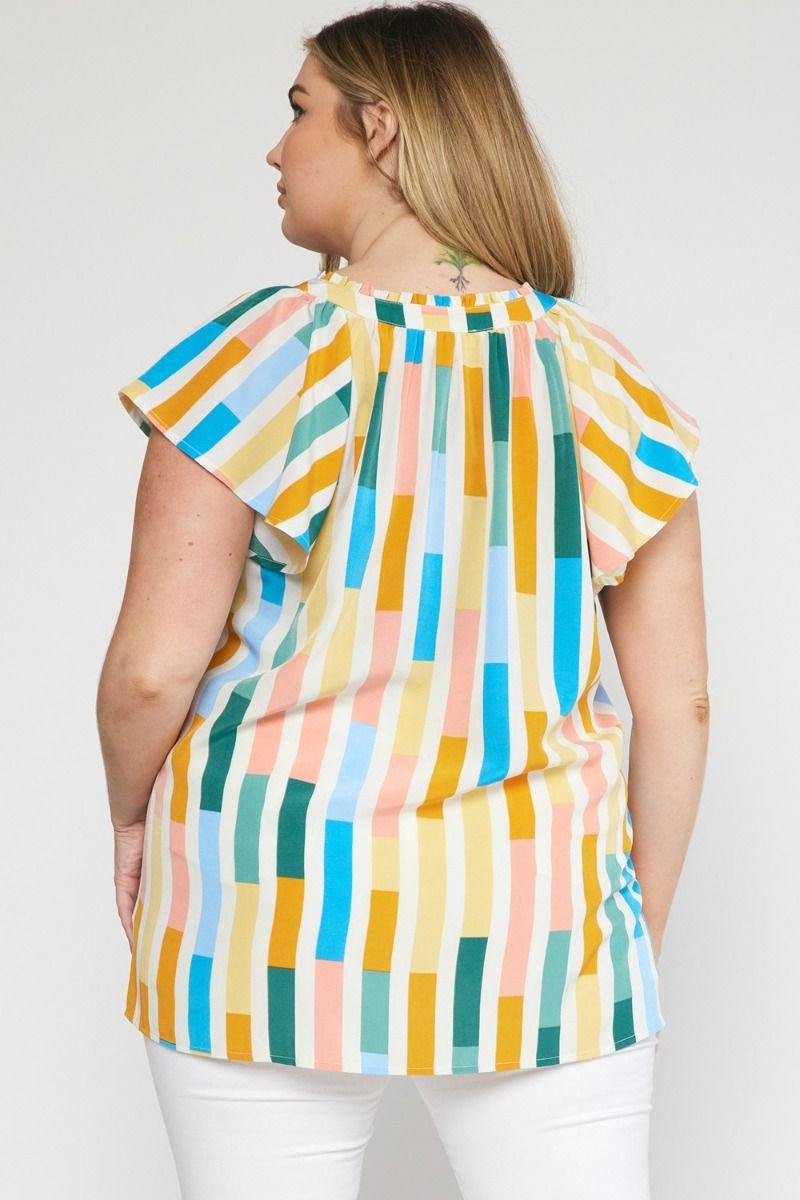 PLUS STRIPED TOP from Raggdoll Boutique featuring colorful stripes, perfect for summer outfits Texas.