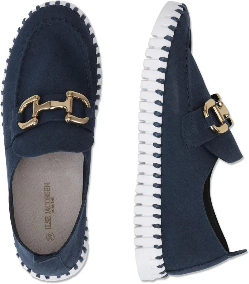 Dark Indigo Tulips with Gold Buckle by Ilse Jacobsen, perfect for coastal boutique clothing and stylish beach outfits.