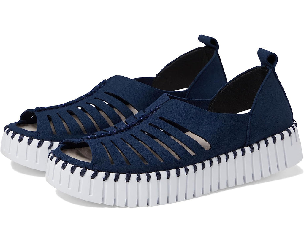 DARK INDIGO TULIP OPEN-TOE WEDGE by ILSE JACOBSEN 9376 perfect for summer outfits Texas at Raggdoll Boutique.
