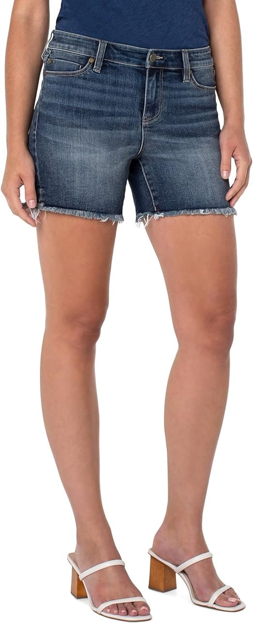 Liverpool Vickie Fray denim Shorts 5 inch showcased at Raggdoll Boutique, perfect for summer outfits Texas.
