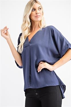 INDIGO HI-LO TOP V-Neck High-Low Top from Raggdoll Boutique, perfect for trendy coastal style and summer outfits Texas.