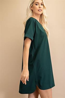 HUNTER GREEN V-NECK DRESS from Raggdoll Boutique showcasing trendy coastal style for summer outfits Texas.