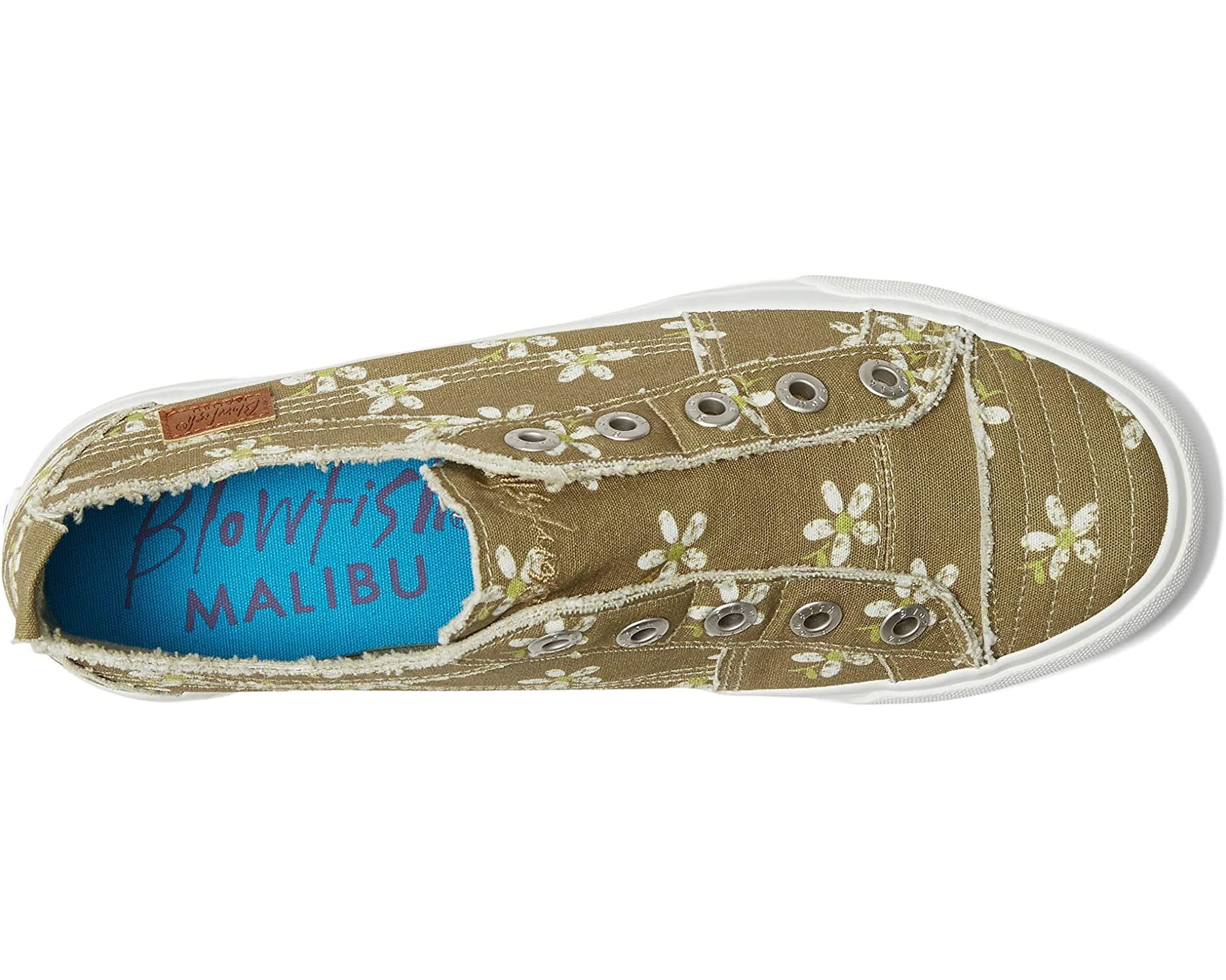 OLIVE DAISY PLAY BLOWFISH SNEAKER featuring floral embroidery and elastic for easy wear at Raggdoll Boutique.