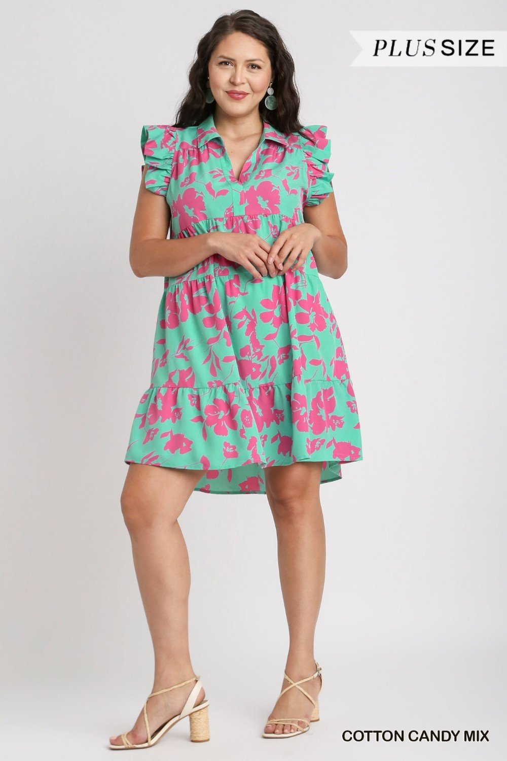 Plus Cotton Candy Dress from Raggdoll Boutique, trendy coastal style for summer outfits. Plus size floral dress.