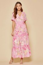 PINK SAVANNA JANE dress with tie dye print and embroidery from Raggdoll Boutique for trendy coastal style.