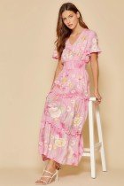 PINK SAVANNA JANE dress with tie dye print and embroidery from Raggdoll Boutique, perfect for summer outfits Texas.