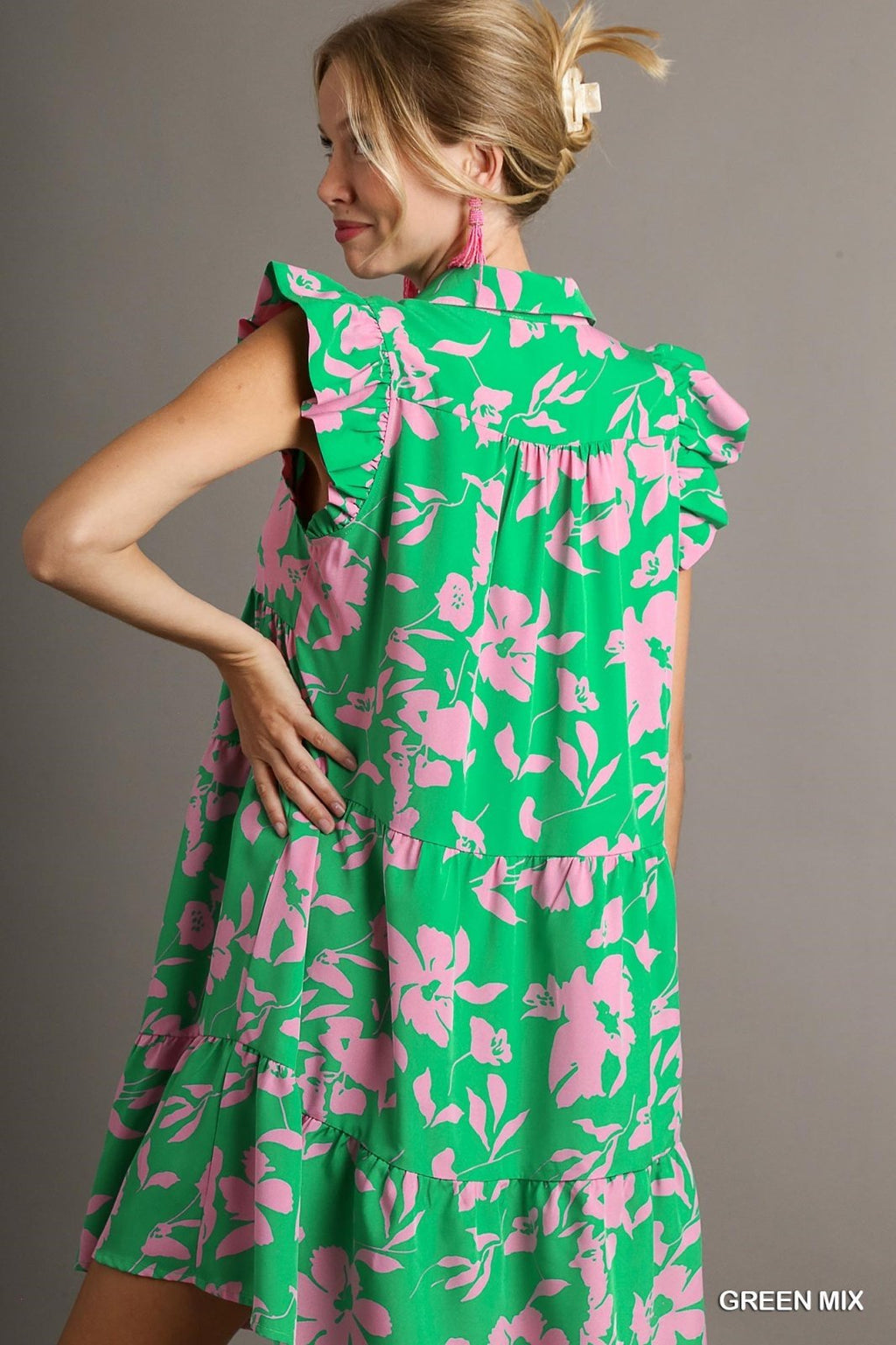 Liz Dress featuring floral design in green mix, perfect for summer outfits Texas from Raggdoll Boutique.