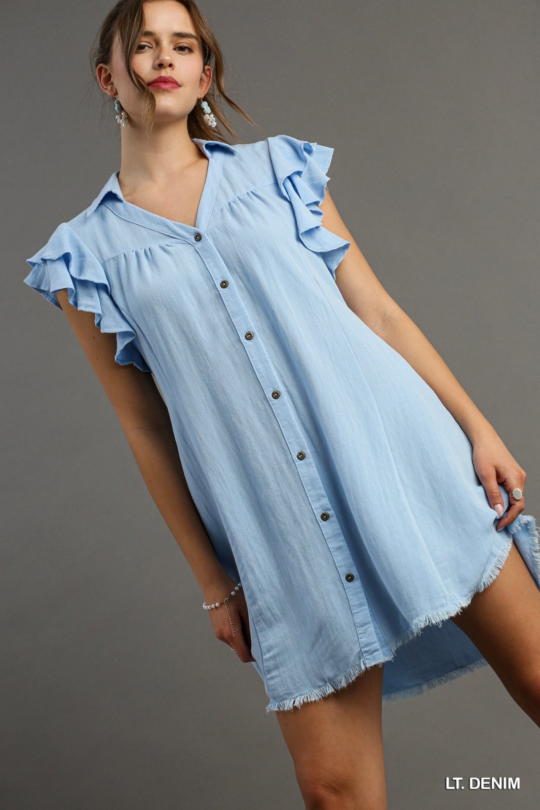 Light Denim Blues Dress from Raggdoll Boutique, perfect for trendy coastal style and summer outfits Texas.