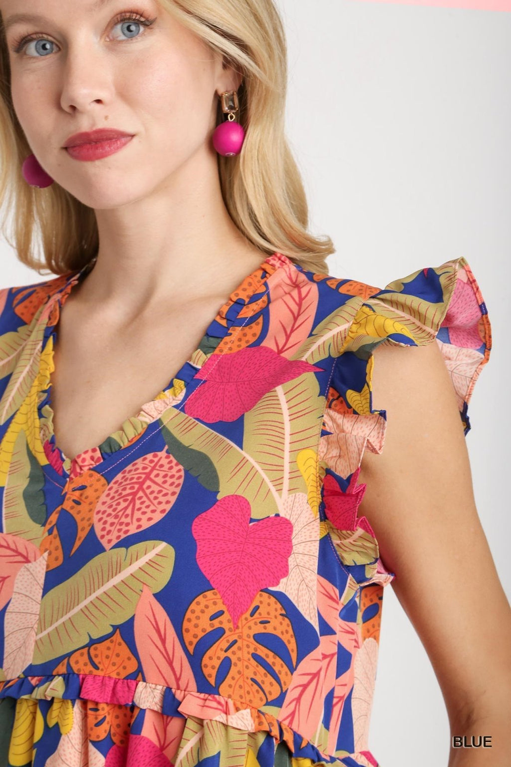 Sweet Wishes Dress featuring vibrant tropical print, perfect for beach outings and curvy plus size fashion, from a coastal boutique.